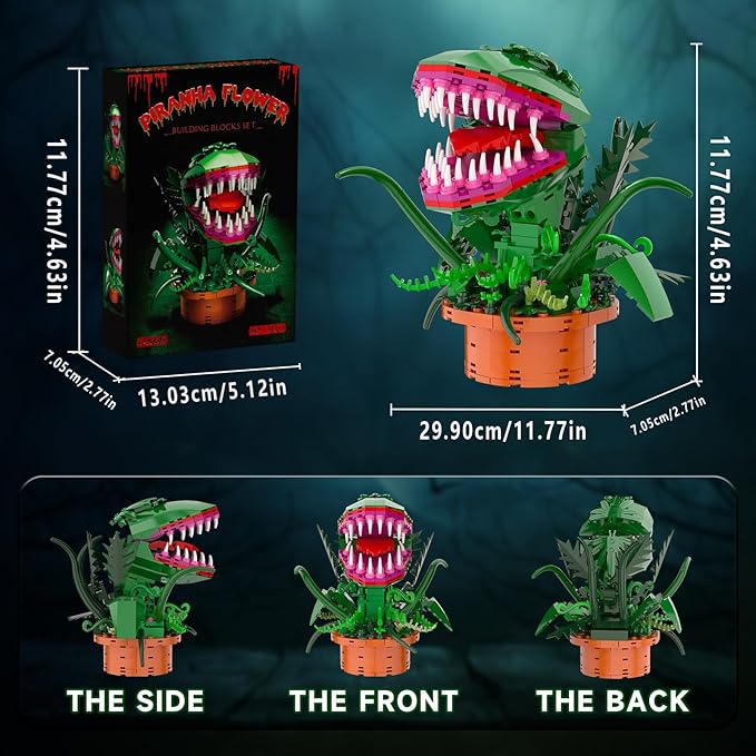 Audrey 2 Cannibal Flower Building Block Set, Little Shop of Horrors Piranha Plant with Openable Mouth Toy Collection, Great Birthday, Christmas, Halloween, for Kids 6+, TV Fans (342 PCS)