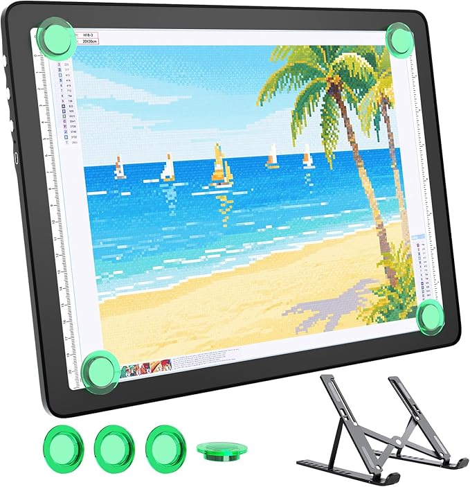 Rechargeable A4 Light Box for Tracing,Bawaslom LED Light Pad with Adjustable Stand and Strong Magnets,Ultra-Thin & Bright Tracing Board for Diamond Art,Sketching,Vinyl Weeding,Architectural Design