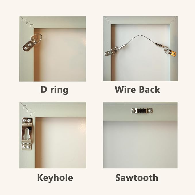 Universal Frame Hanger, Jumbo, 6 Plastic Picture Hangers, 16 Large Removable Adhesive Strips, Damage Free Picture Hanging Hooks Heavy Duty, No Nails Picture Hooks