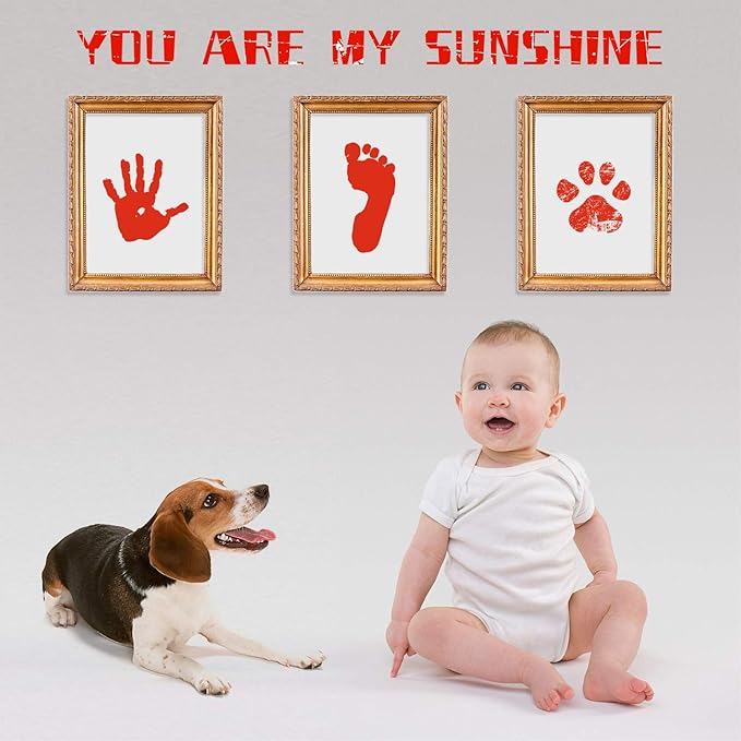 Ink Pad, 5x4'' Washable Non-Toxic Ink Stamp Pad for Baby Footprint Handprint, Red