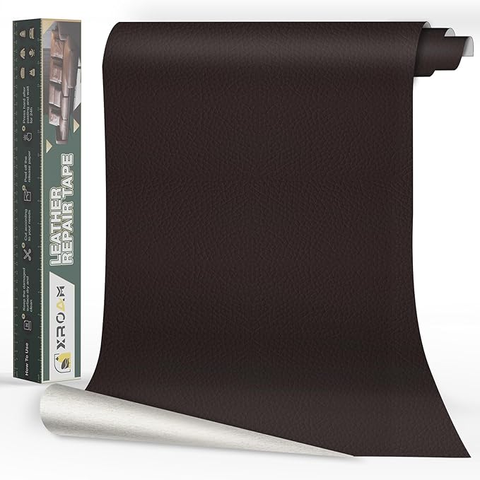 Leather Repair Tape, 23.6x79 inch Leather Patches for Furniture, Self Adhesive Leather Repair Patch for Sofas, Couches, Leather Covers, Seats, Chairs, Vinyl Repair Tape Dark Brown
