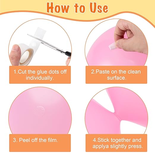 Hoewina 2000pcs Clear Glue Point Dots Glue Tape for Balloon Removable Adhesive Double Sided Dots Stickers for Craft Decoration Wedding