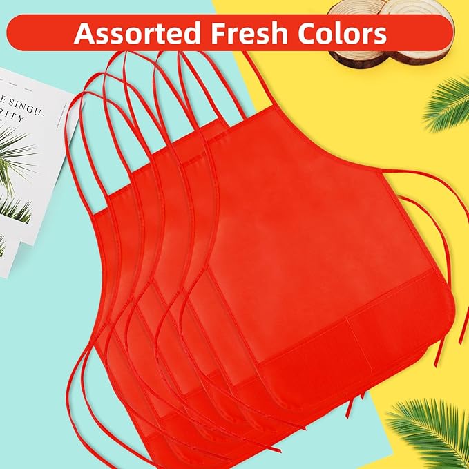 CHRORINE 6/12/24 Pack Kids Painting Apron Toddler Art Aprons for Kids Paint Apron Smock for Painting Cooking Craft Activity