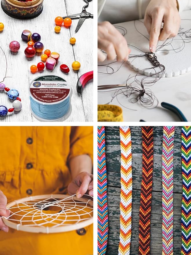 Mandala Crafts 1mm 109 Yards Navy Blue Cotton Waxed Cord for Jewelry Making Bracelet Cord Waxed String - Beading String Thread Jewelry Cords for Necklaces String
