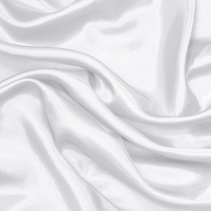 RUDONG M White Satin Fabric by The Yard, 5 Yard x 60 Inch Wide Silky Charmeuse Satin Fabric, Soft Satin Fabric for Wedding Decorations, Bridal Dress, Sewing, Accessories, DIY Crafts