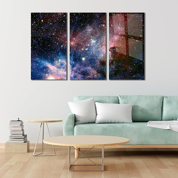 SpiritualHands Stunning Nebula Tempered Glass Wall Art Painting for Living Room, Tempered Glass Modern Prints Decor, Large Vivid Color Panel for Bedroom, Kitchen, or Office