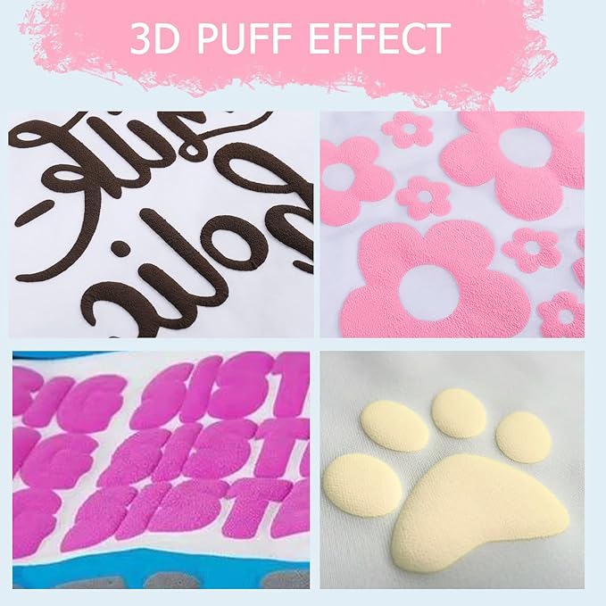 HTVRONT Puff Vinyl Heat Transfer -10" x 6ft Light Pink 3D Puff Heat Transfer Vinyl Foaming Colorful Puffy Iron on Vinyl for T-Shirt- Pink Puff Htv Vinyl for Compatible with Cricut Cutting Machine