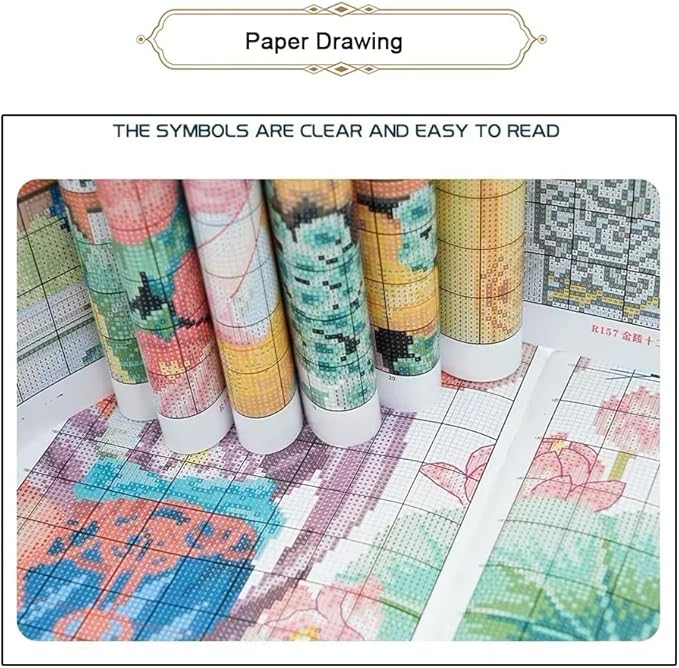Threadhaven Cross-Stitch Kit 14CT Aida Counted Embroidery Complete Set with Fabric, Threads, Needles & Chart-Premium Beautiful Girls Design for Adults & Beginners- Redhead. 13''×17.3''