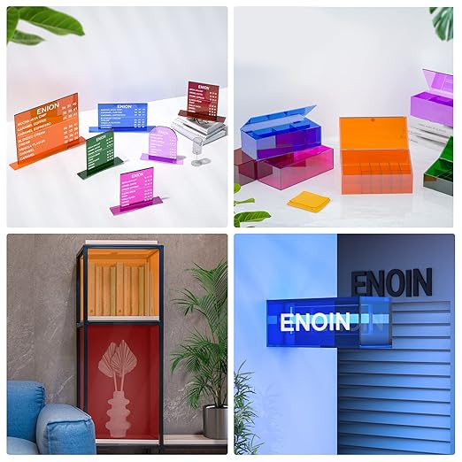 Enoin 12x16 Translucent Orange Acrylic Sheet - Cut to Size Plexiglass Sheets 1/8 inch Thick, Colored Plastic Board Panel for Art Craft, DIY, Painting