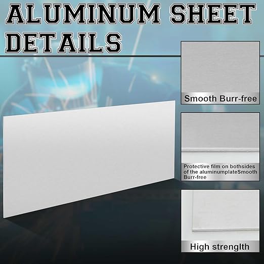 4 Pack 5052 Aluminum Sheet Metal 6" x 12" Aluminum Plate 1/8 (0.125'') Inch Thickness Rectangle Metal Panels for Industry Crafting Handcraft DIY Projects