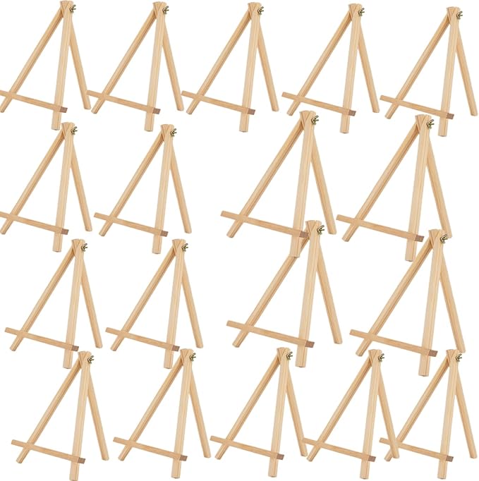 9.4" Tall Natural Pine Wood Tripod Easel Photo Painting Display Portable Tripod Holder Stand& Adjustable Wooden Tripod Tabletop Holder Stand for Canvas
