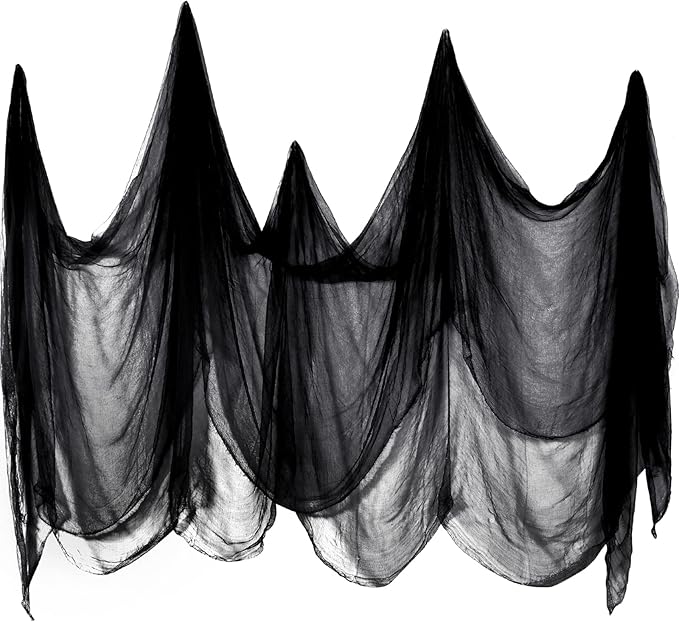 Boao Halloween Cheese cloth 85 x 394 Inch Black Cheesecloth Roll for Crafts Large Cotton Muslin Gauze Fabric for Halloween Outdoor & Indoor Spooky Decoration