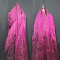 Two-Tone Iridescent Holographic Organza Fabric - 5.5 Yards | Lightweight Sheer Gauze Voile Tulle | for Dresses, Party Decor, DIY Crafts, Shiny Backdrops(Fuchsia Black)