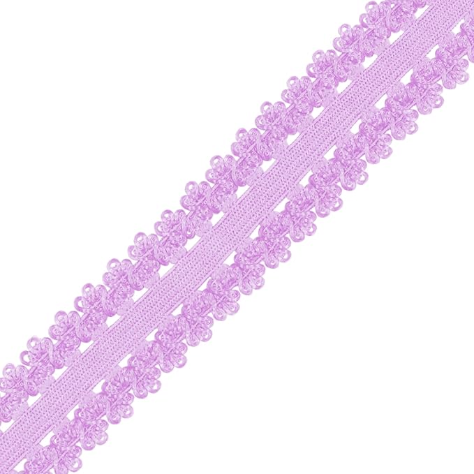 Mandala Crafts Lilac Stretch Lace Soft Elastic Trim Roll - 55 Yards 1 Inch Wide Stretchy Frilly Picot Ribbon for Sewing Lingerie, Headbands, Underwear, and Crafts