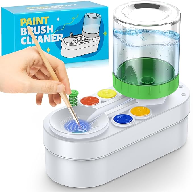 2025 Upgraded Paint Brush Cleaner: Art Supplies for Kids&Adults, Paint Station for Kids, Portable Water Circulation Paint Brush Washer Tool for Artists, Christmas&Birthday Gifts for Kids&Adults