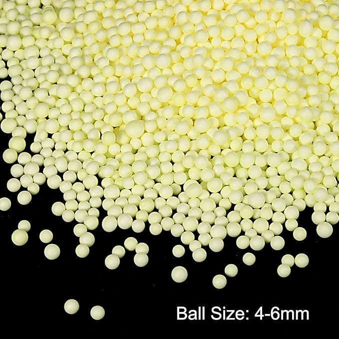 MECCANIXITY Foam Beads Foam Balls 4-6mm for Wedding and Party Decorations, Tiny Packing Balls, Arts DIY Crafts Supplies (Yellow,1 Pack Approx 5000pcs)