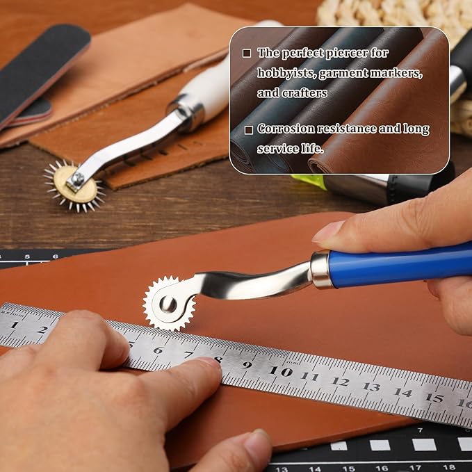 Nitlak 3 PCS Tracing Wheel,Tracing Wheel Sewing Tool, Plastic Handle Stainless Steel Pounce Wheel,Tracing Wheel for Sewing Patterns, Tracing Wheel Tool for Leathercraft, Professional Marking Spacer