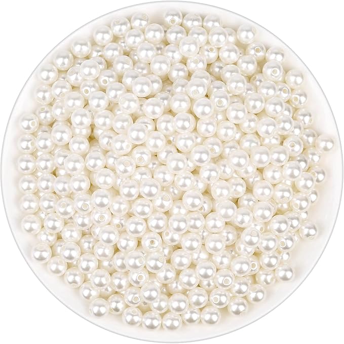 Anezus Ivory Faux Fake Pearls, 8 MM Sew on Pearl Beads with Holes for Jewelry Making, Bracelets, Necklaces, Hairs, Crafts, Decoration and Vase Filler, 800pcs