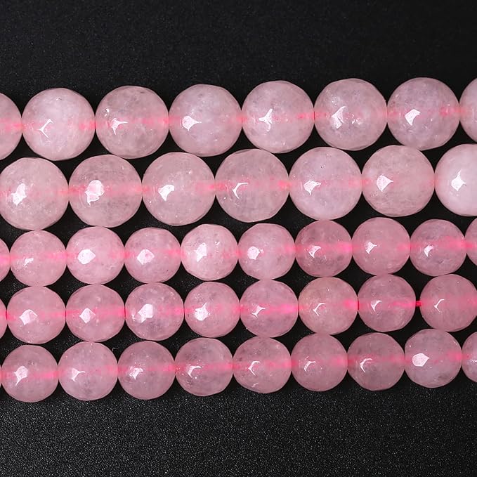 90pcs 4mm Natural Rose Pink Quartz Crystal Faceted Stone Beads for Jewelry Making Energy Healing Power Stone Beads DIY Bracelet Necklace Accessories 15" (4mm, Faceted Rose Quartz)