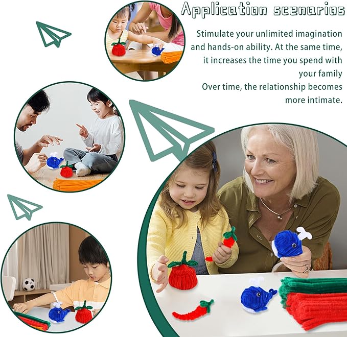 kdafio 120 Pieces Pipe Chenille Stems, Christmas Solid Color Pipe Cleaners Set for DIY Arts Crafts Decorations (Red+Green)