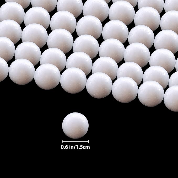 200 Pack 0.6 Inch Blank Foam Balls for Art Decoration Polystyrene Small Craft Foam Balls for Easter Sphere Foam Ball for School DIY Projects
