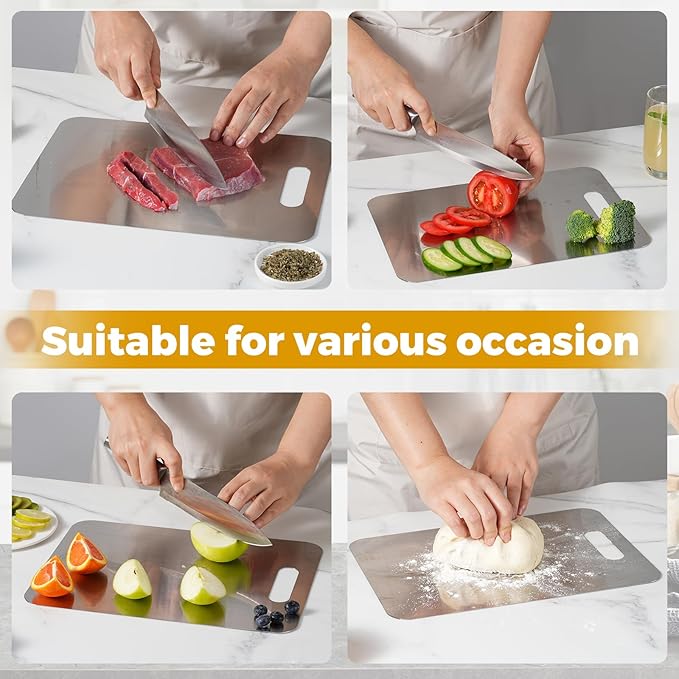 Tavano Titanium Cutting Board,Titanium Cutting Boards for Kitchen,Double-side Available Cutting Board for Vegetables,Meat,Fruits,Easy to Store and Clean(M)