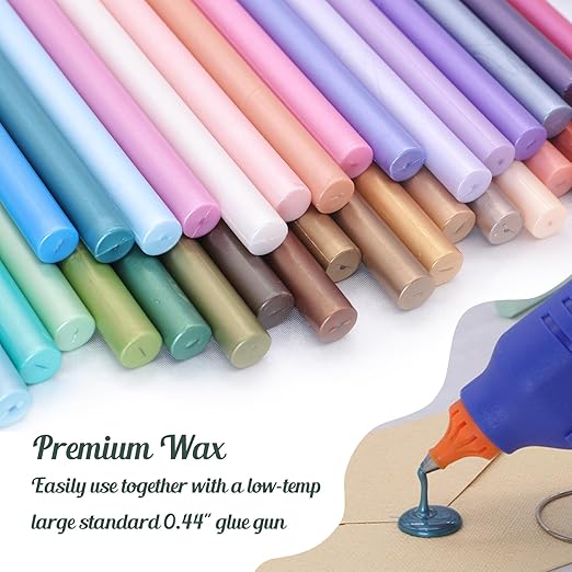 Pearl Purple Sealing Wax Sticks, WASOHLING 20Pcs Glue Gun Wax Seal Sticks for Wax Seal Stamp, Purple Wax Seals for Christmas Wedding Invitation Envelope Letter Seals, Craft Adhesive (Mini Size)