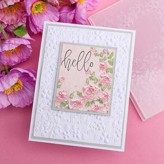 BAOFALI 3D Embossing Folder for Card Making,Cherry Blossom Plastic Texture Fades Embossing Folder Template for Scrapbooking and Other Paper Craft Album Stamps DIY Decoration 6.3" L x 4.5" W