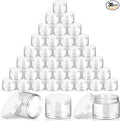 SATINIOR 36 Pieces 1 oz Plastic Jars with Lids Wide Mouth Airtight Reusable Container Acrylic Cosmetic Small Jars for Lotions Ointments Travel Toiletries Creams Make up Storage(Clear)