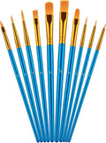 Paint Brush Set, 10 Pcs Paint Brushes for Acrylic Painting, Round Pointed Tip Detail Small Paint Brush for Oil Watercolor Canvas Face Body Boards Rock, Kids Adult Drawing Arts Crafts Supplies, Blue