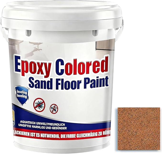 Epoxy Colored Sand Floor Paint, Epoxy Floor Paint for Concrete, High Gloss Marble Effect Coating, Waterproof Non-Slip Concrete Paints, Suitable for Indoor/Outdoor Use (Orange,320 oz/10 kg)