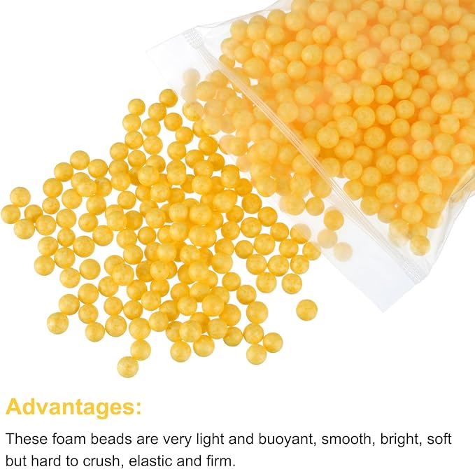 MECCANIXITY Foam Beads Foam Balls 7-9mm for Wedding and Party Decorations, Tiny Packing Balls, Arts DIY Crafts Supplies (Dark Yellow,1 Pack Approx 3000pcs)