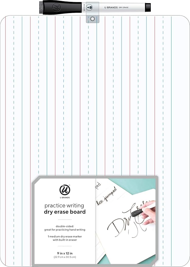 U Brands Dry Erase Lap Board, Double Sided, 9" x 12" Inches, Dry Erase Marker Included, Small White Board, 1 Count