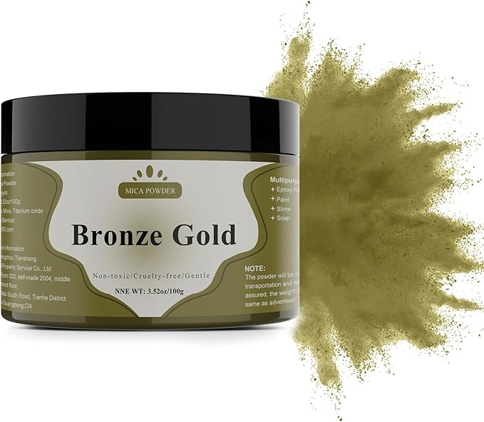 Mica Powder - 100g Mica Powder for Epoxy Resin - Metallic Color Pigment for Resin, Soap, Bath Bombs, Eye Shadow, Nails, DIY Crafting Projects etc. (Bronze Gold)