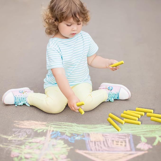 40 Pcs Sidewalk Chalks for Kids Non Toxic Jumbo Chalk for Party Gift Outdoor Art Classroom Play Painting (Yellow)