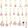 BEEFLYING 20Pcs Cute Mixed Pink Stitch Markers, Alloy Enamel Knitting Stitch Marker Charms Pendants for Sewing Crocheting and Knitting