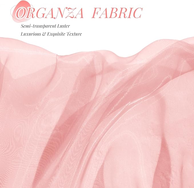 P Pothuiny Sheer Organza Fabric by The Yard, 10 Yards x 60 Inch Wide Bridal Light Pink Organza Tulle Fabric Roll Shiny Gauze Fashion Dress Sewing Craft for Wedding Party Decorations Backdrop