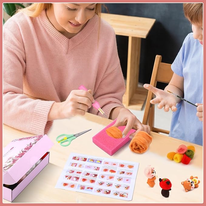 UOOU Needle Felting Kit for Beginners, Wool Felting Kit with 6 Pcs Colorful Needle Felting Needles and Instructions, Wool Felting Supplies for Adults