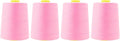 Mandala Crafts 4 Pack of Serger Threads Cones Spools - 20S/2 24000 Yards Polyester Baby Pink Threads for Sergers Machine and Overlock Quilting Sewing Machine