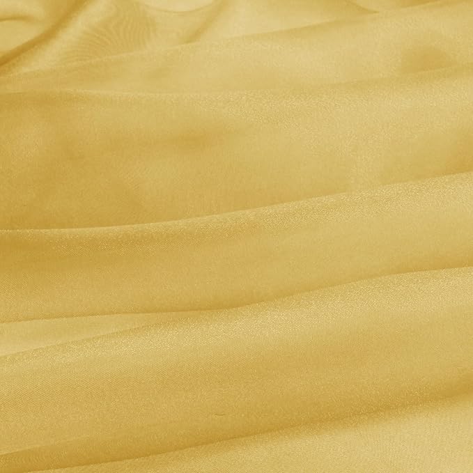 VACVELT Sheer Organza Fabric by The Yard, 60 Inch Wide Gold Organza Fabric Bolt Bridal Sheer Tulle Fabric, Silk Organza Fabric Roll for Wedding Party Decorations Backdrop Curtain (10 Yards)