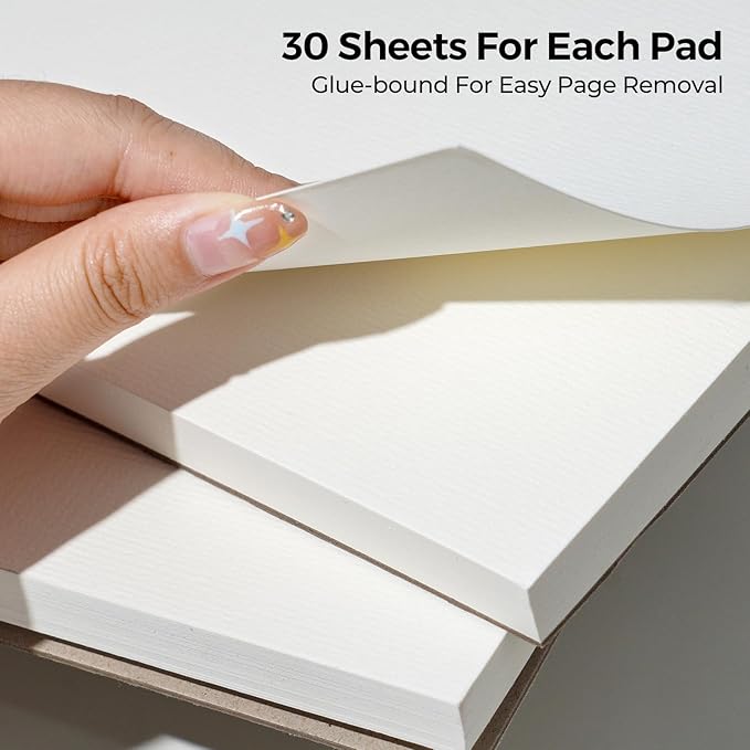 Funto Watercolor Paper Pads, 9x12, 140lb/300gsm, 30 Sheets Each, Cold Pressed, Acid-Free Heavyweight Art Paper for Painting, Drawing