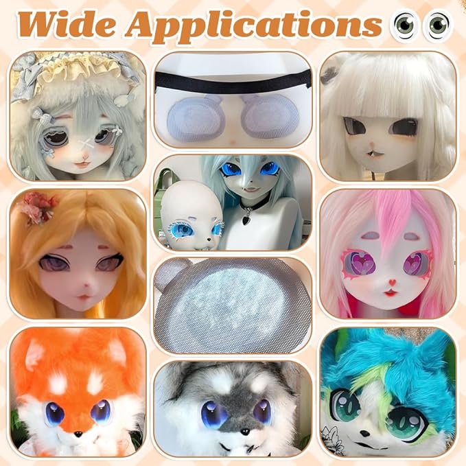 Fursuit Eye Mesh 78.74x15.74inch White Waterproof PVC Plastic Mesh 0.45mm Thick Printable Fabric Meshs for Furry Cosplay, Props, Fursuits, Craft Making Home Decor Hole: 0.8mm