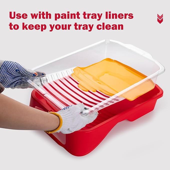 Mister Rui Paint Tray, 11 Pack, 9 Inch Paint Tray with 10 Liners, Thickened Plastic, Paint Pan Liners, Paint Roller Trays for Painting & DIY