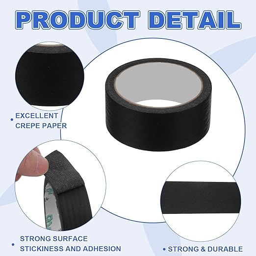 MECCANIXITY Masking Tape 1.6 Inch x 21 Yard Painter's Tape Black Paint Tapes for DIY Crafts Arts Drawing Decoration Labeling Car Painting Artist Teachers, Pack of 6