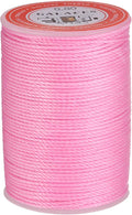 uxcell Round Leather Sewing Waxed Thread, 55m / 60 Yards Wax Polyester String, 0.8mm Waxed Stitching Cord for Leather Crafts, Bookbinding, Bracelets Braided, Pink