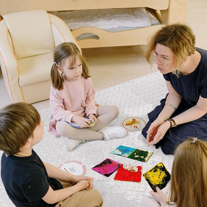 LONGKING 2-Pack Liquid Tiles for Kids, Soft Gel Liquid Sensory Toys for Autistic Children, Sensory Mats, Sensory Toys for Toddlers 3-4