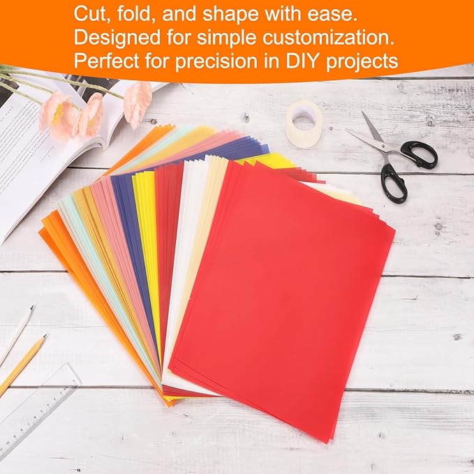 MECCANIXITY Colored Vellum Paper, 40 Sheet Yellow Transparency 11.7 x 8.2 Printable Vellum Paper, Translucent Vellum Sheets for Printing Wedding Invitations, Ink Jet Laser Printer