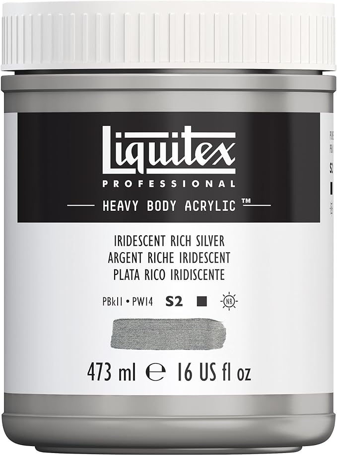 Liquitex Professional Heavy Body Acrylic Paint, 16-oz (473ml) Pot, Iridescent Rich Silver