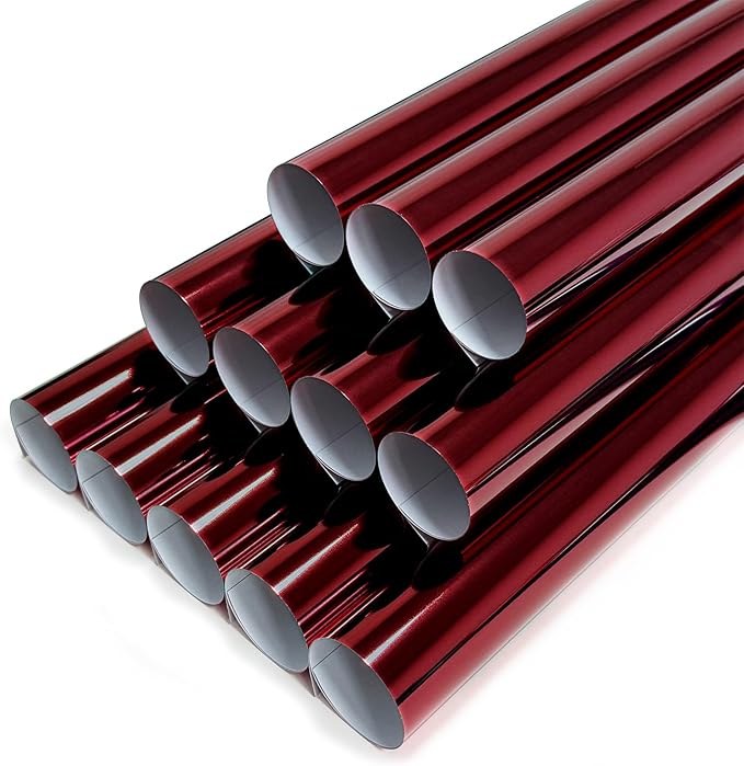 Sheet Metallic Foil Heat Transfer Vinyl Wine red, 12*10*12PCS Bundle Chrome HTV Pack inVibrant Colors for Stunning T-Shirt Designs! Perfect for DIY heat transfer vinyl (Wine red, 12*10*10PCS)