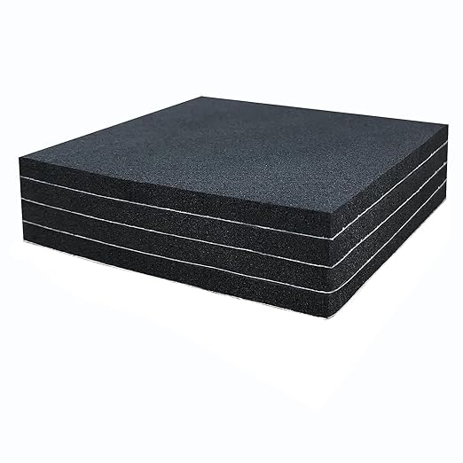 Rubber Adhesive Pads, 4 Pcs Closed Cell Foam Sheet Neoprene High Density Foam Anti Vibration Pads for Furniture Cars Speakers Black (6" x 6" x 1/4", 4 Pcs)
